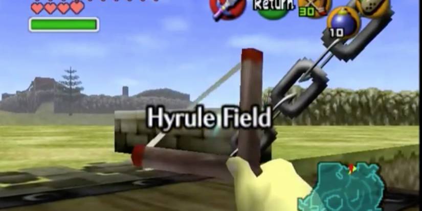 Legend of Zelda - Ocarina of Time - Link firing a Slingshot