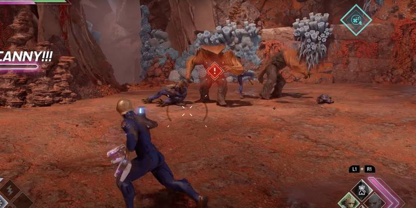 Marvel's Guardians of the Galaxy star-lord in nova costume in combat with charger in chapter 10