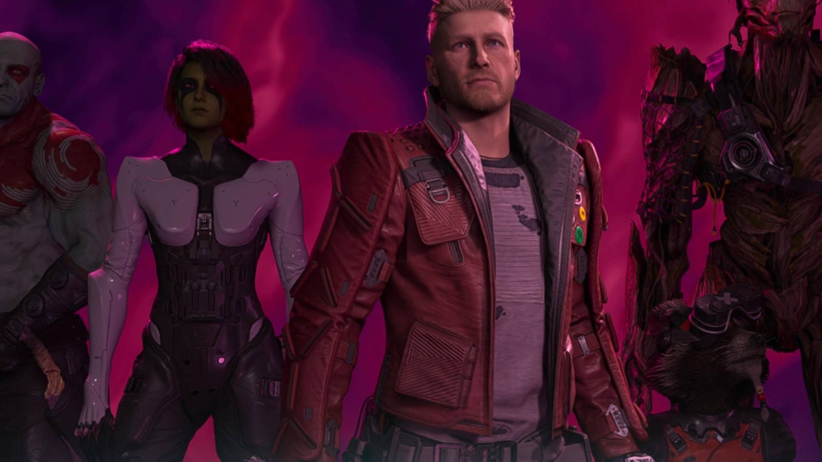 Marvel’s Guardians of The Galaxy team drax gamora star-lord peter quill rocket groot