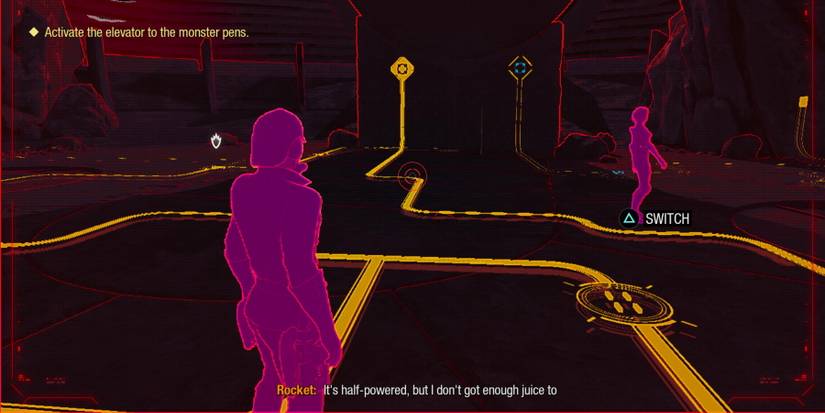 Marvel’s Guardians of The Galaxy using star-lords visor in throne room