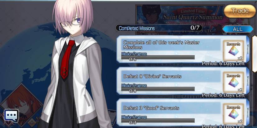 Master Missions screen