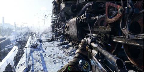 Metro Exodus exploring the snowy landscape