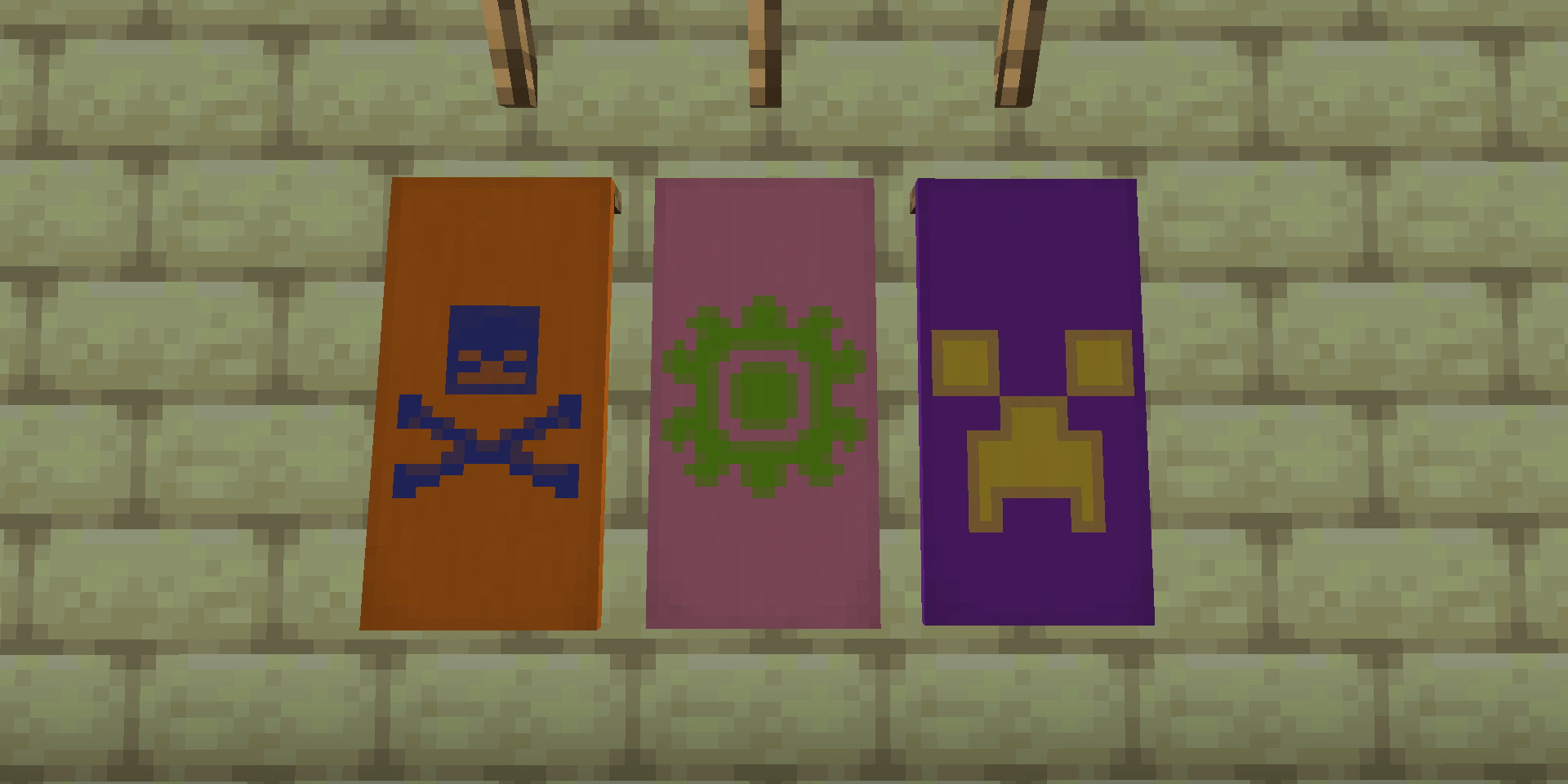 Some banner designs in Minecraft