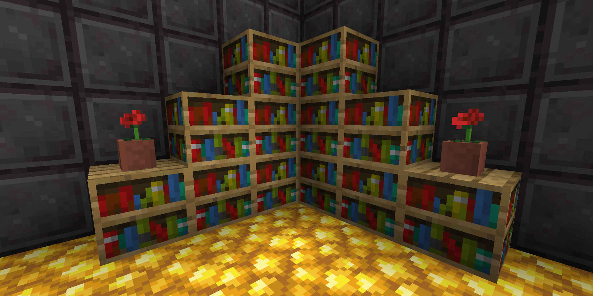 Bookshelves in Minecraft
