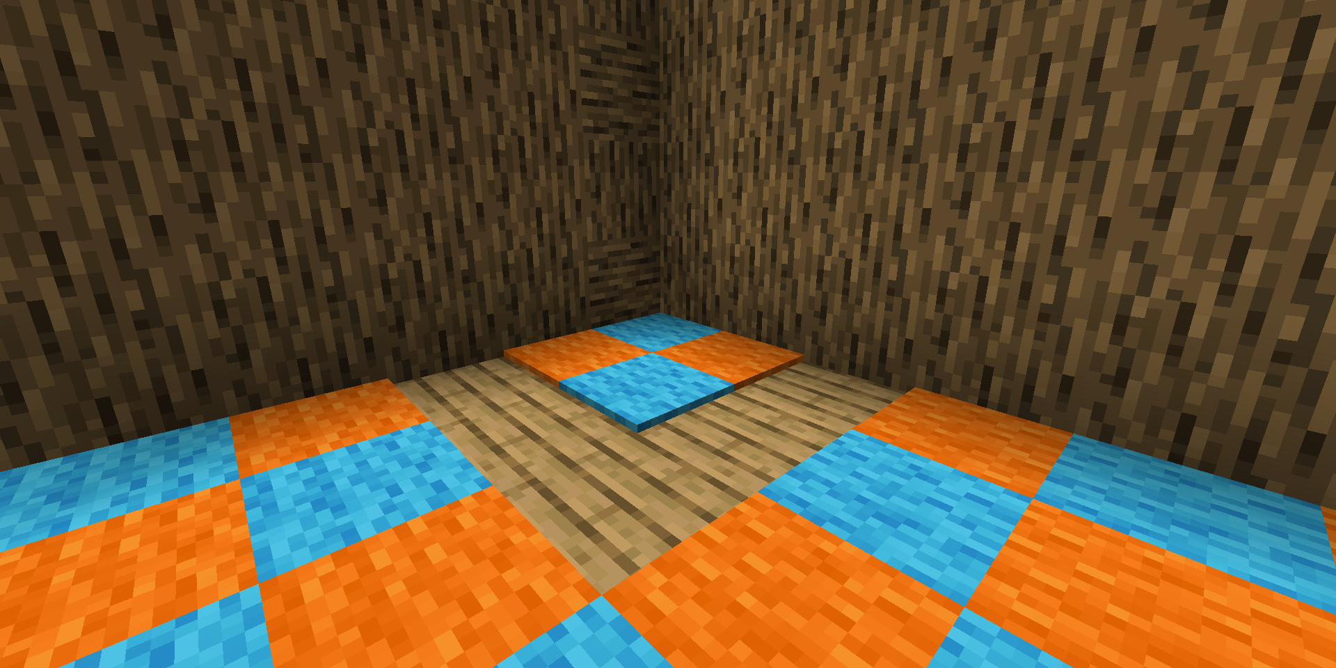 Blue and orange carpets in Minecraft