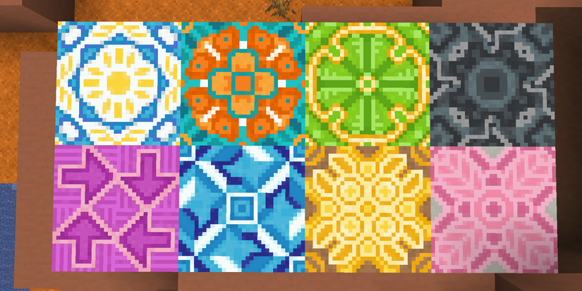 Some glazed terracotta variants in Minecraft