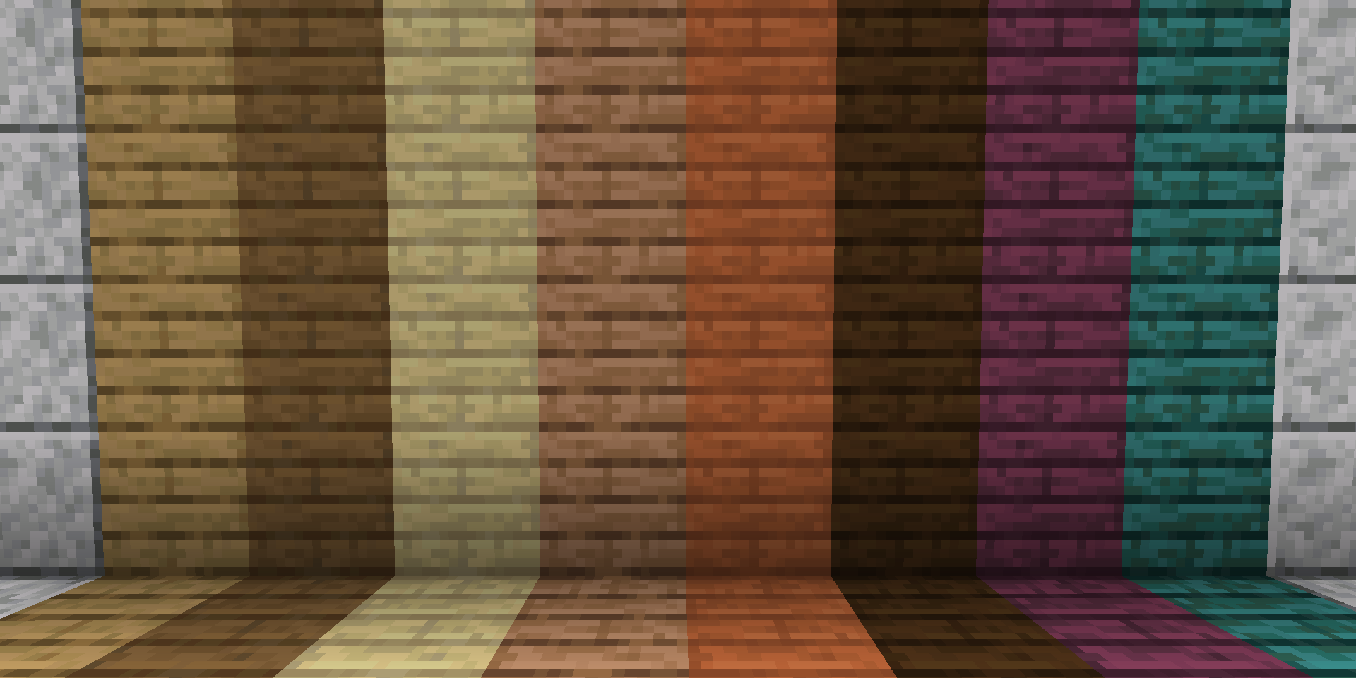 Different wooden planks in Minecraft