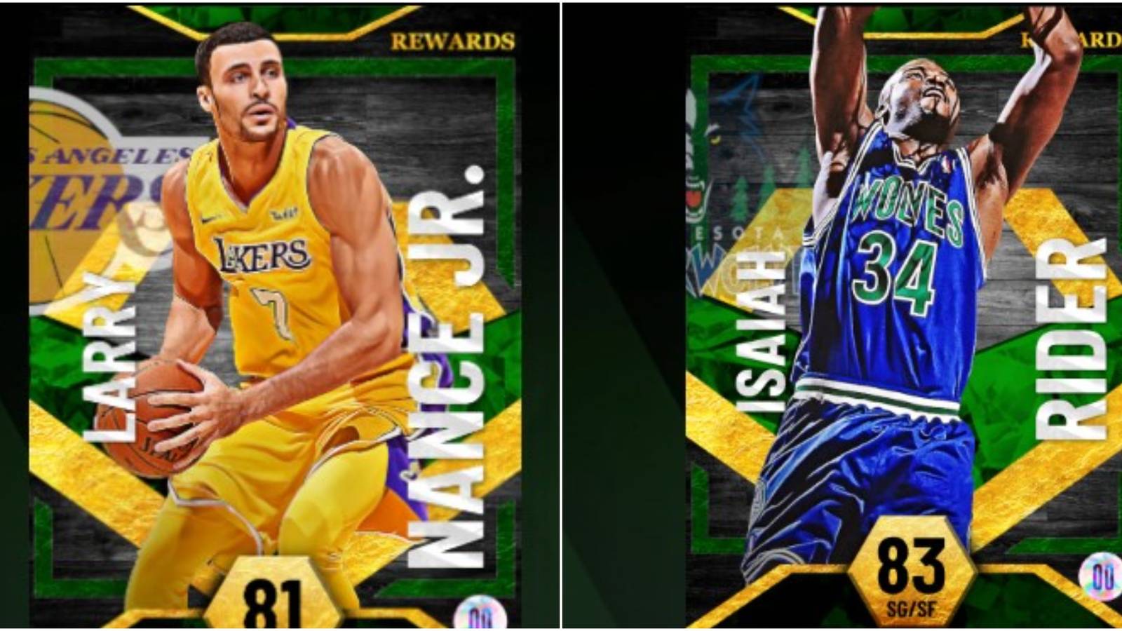 NBA 2K22 Best Emerald Cards Collage Larry Nance Jr. And Isaiah Rider
