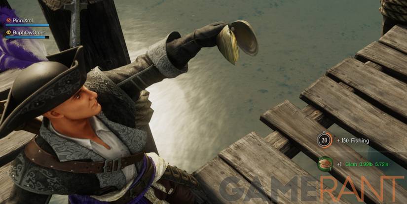 New World player holding clam
