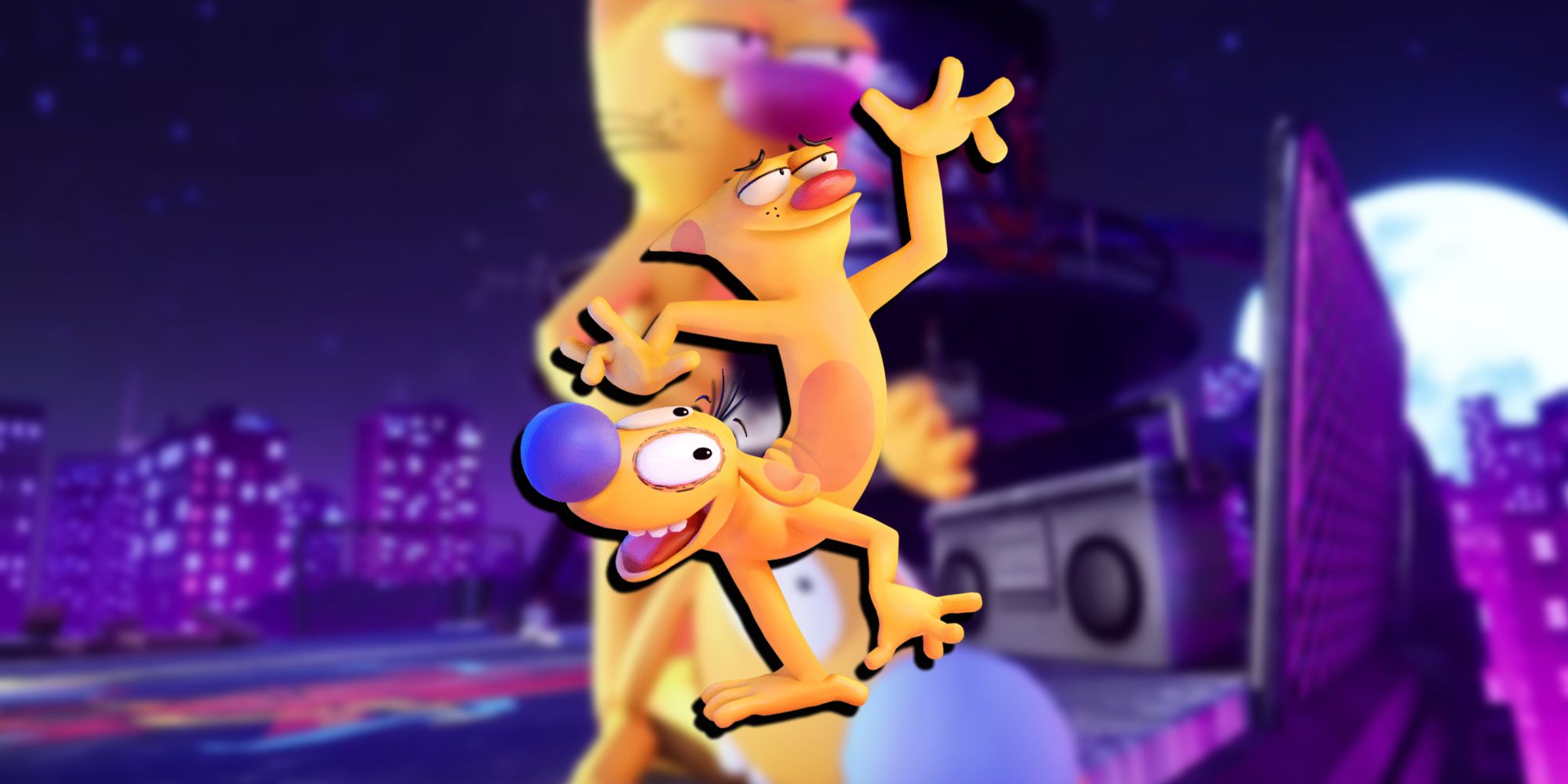 Nickelodeon All-Star Brawl - PNG Render Of Catdog Overlaid On Image Of Catdog In Their Reveal Trailer