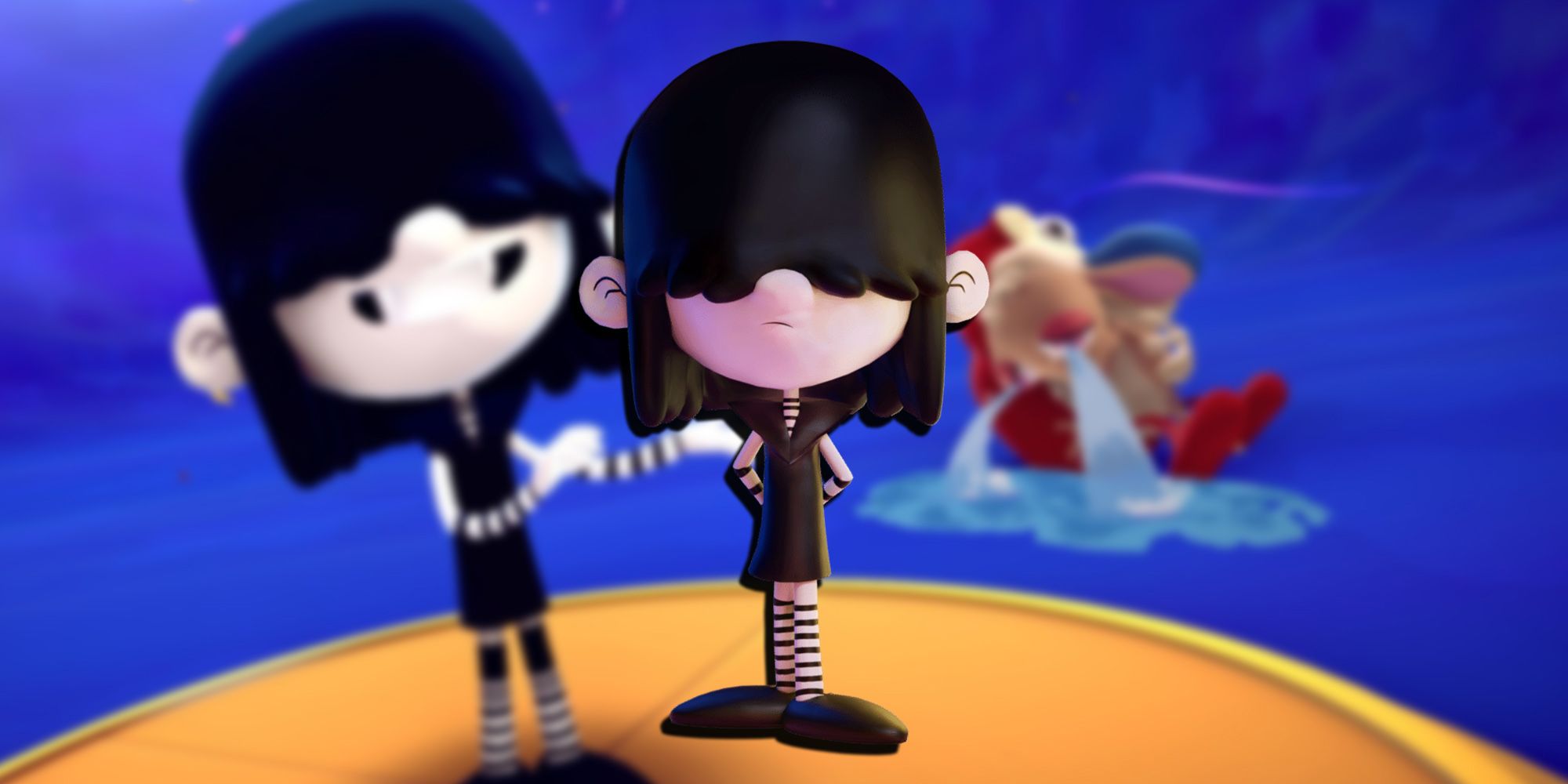 Nickelodeon All-Star Brawl - PNG Render Of Lucy Loud Overlaid On Image Of Her Win Animation