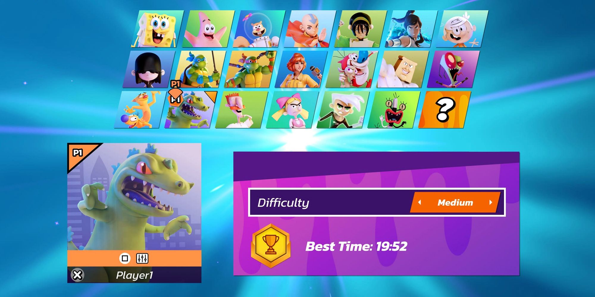 Nickelodeon All-Star Brawl - Reptar On Character Select After Beating The Arcade Mode