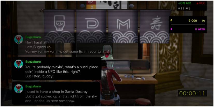 No More Heroes 3 Travis talking to Bugzaburo