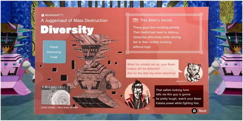 No More Heroes 3 Enemy report of an alien enemy