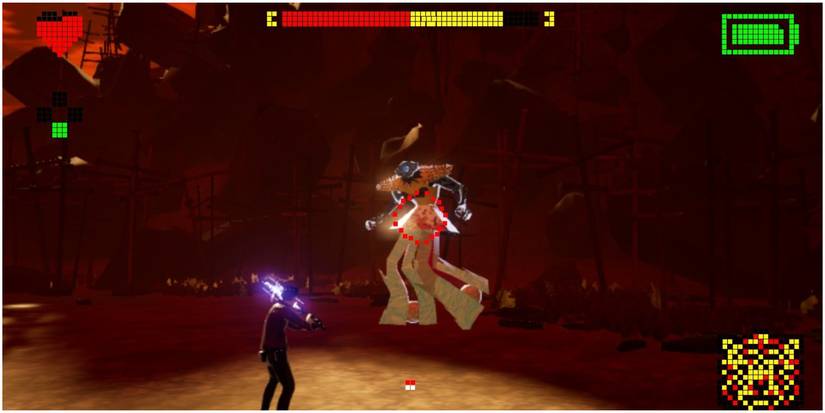 No More Heroes 3 Travis locking on to Mr. Blackhole