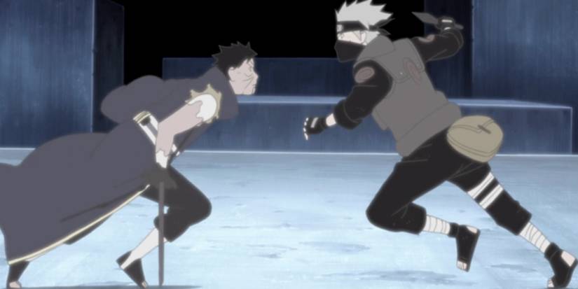 Naruto Obito and Kakashi fight in the Kamui dimension