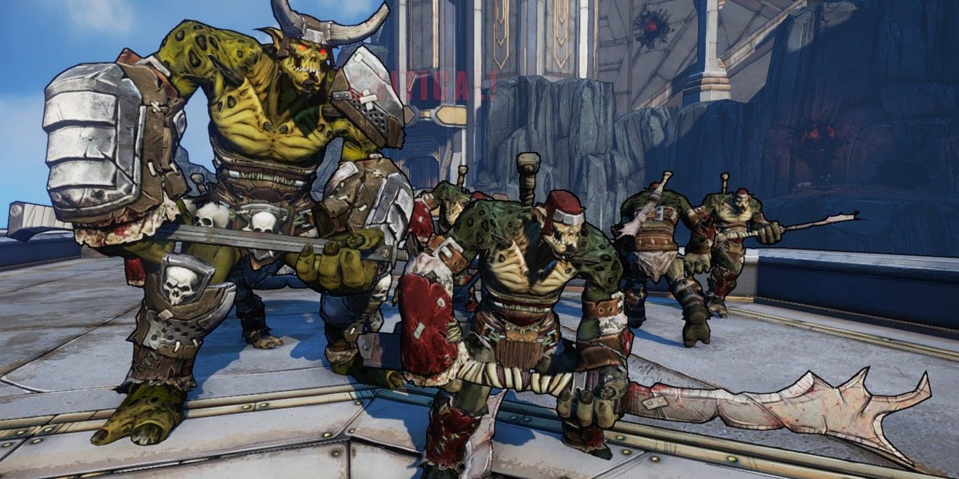 Orcs wielding melee weapons in Borderlands 2 Tiny Tina Assault on Dragons Keep
