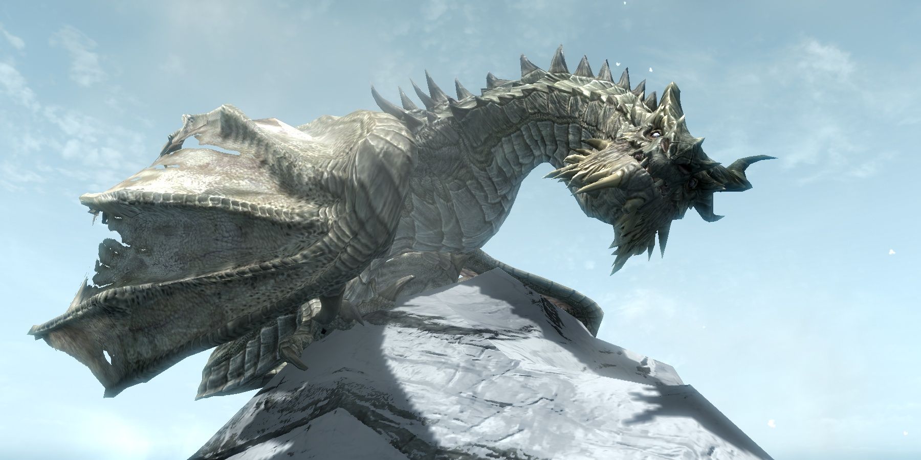 Paarthurnax On Top Of Skyrim's Throat Of The World Mountain
