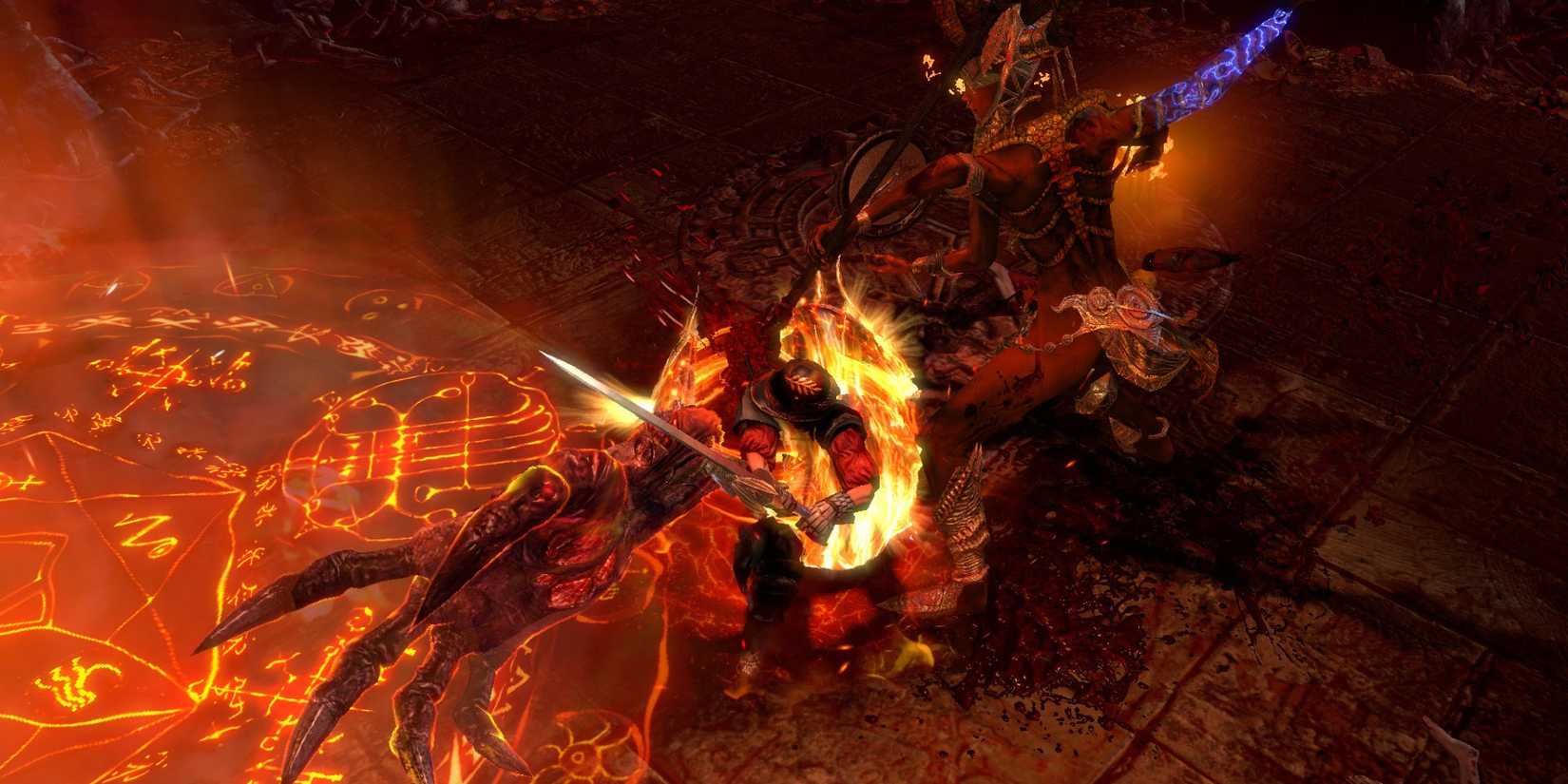 A Marauder battling Vaal in Path of Exile.