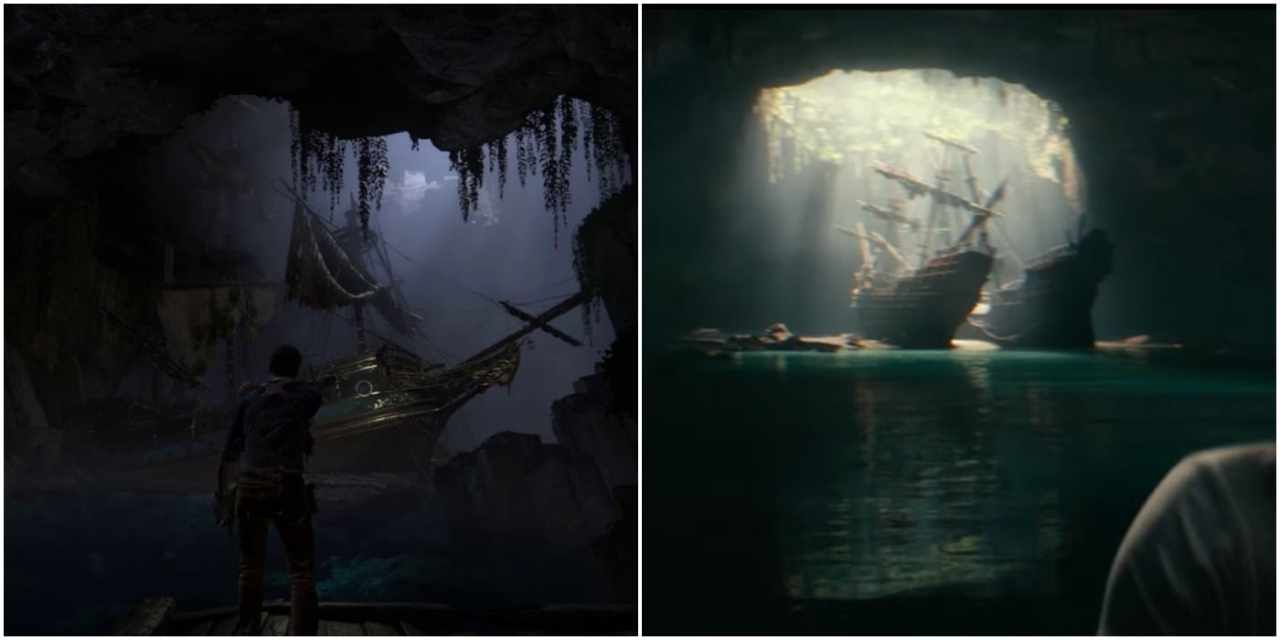 The ship in a cave in Uncharted and A Thief's End