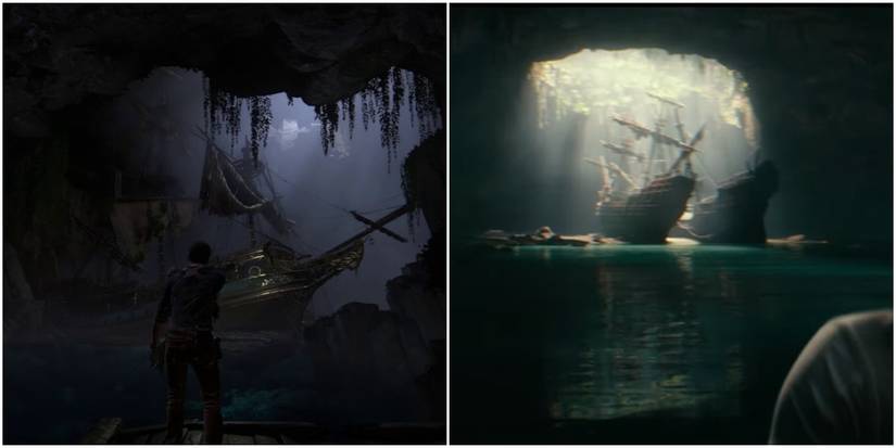 The ship in a cave in Uncharted and A Thief's End
