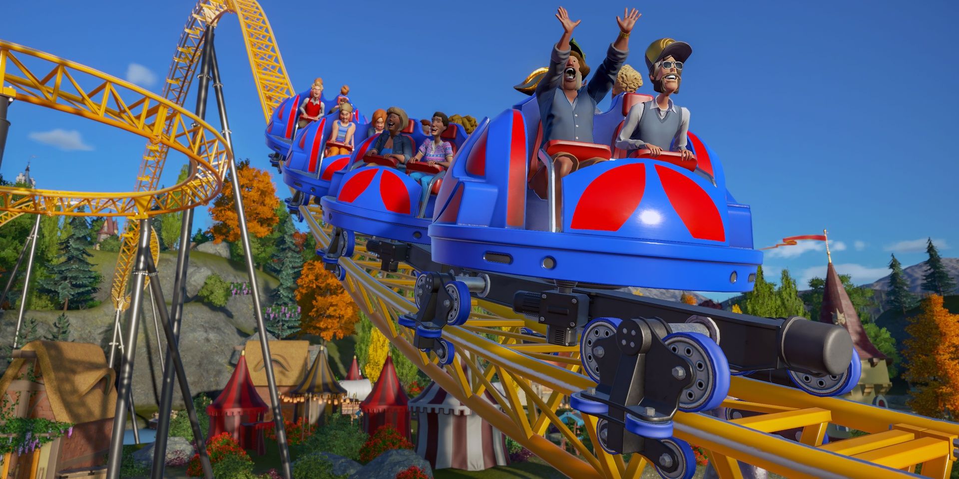 A roller coaster in Planet Coaster