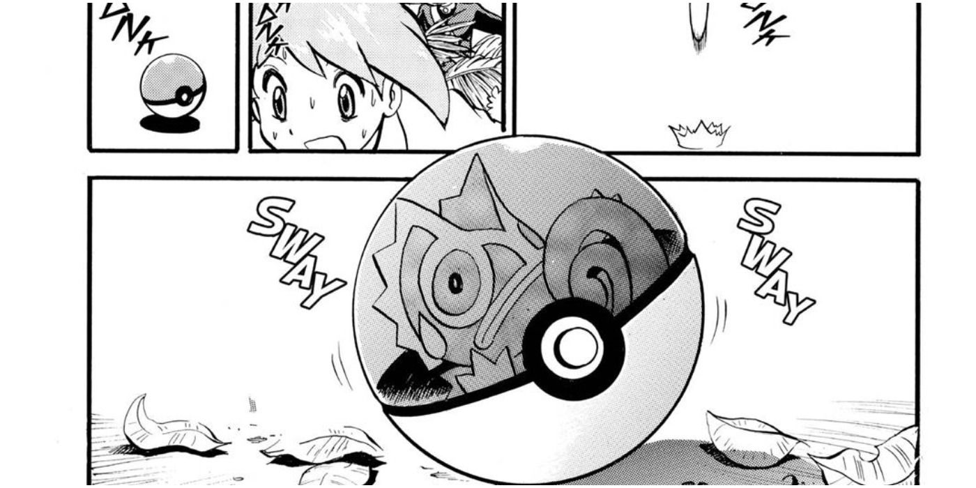 Pokemon Adventures a newly caught Kecleon in its Pokeball