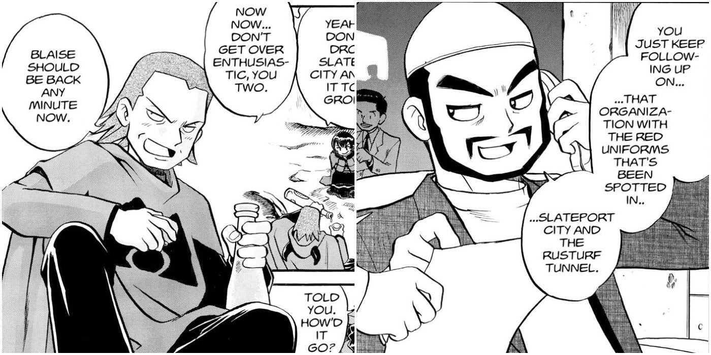 Pokemon Adventures Maxie and Archie discussing their separate plans