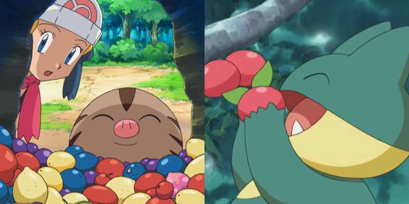 Pokemon eating Berries in the wild
