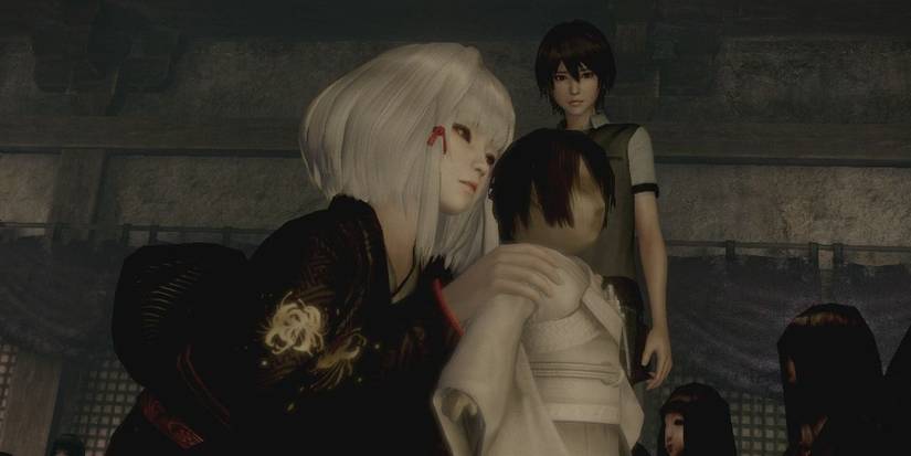 Shiragiku holding a doll. 