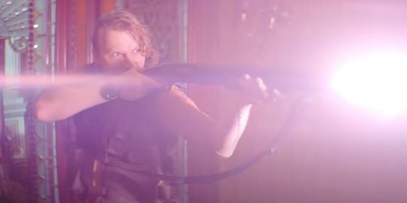 RE Movie Richard Firing Shotgun 