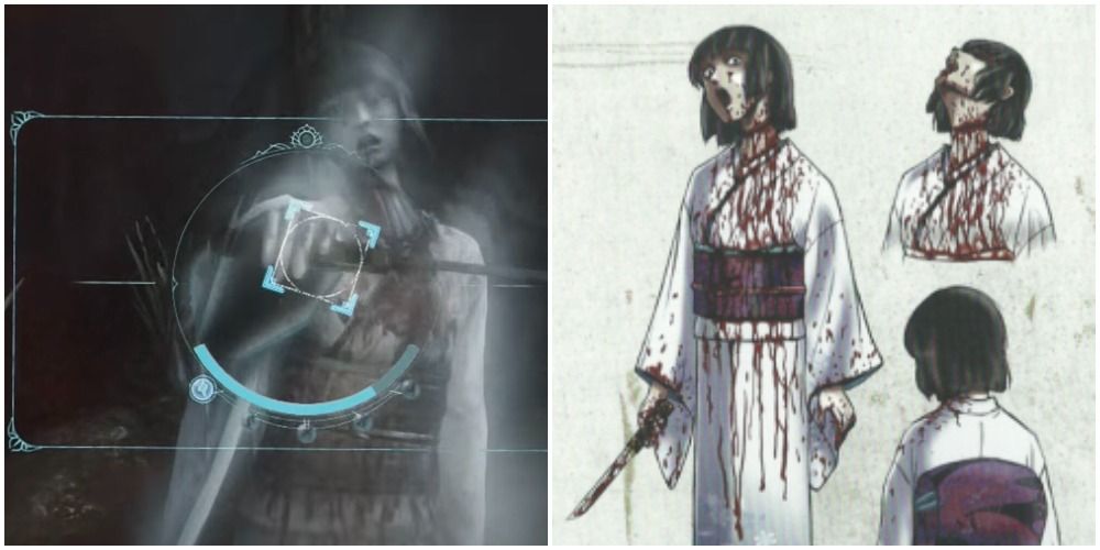 Split image of Kirika Reizen ghost and concept art.