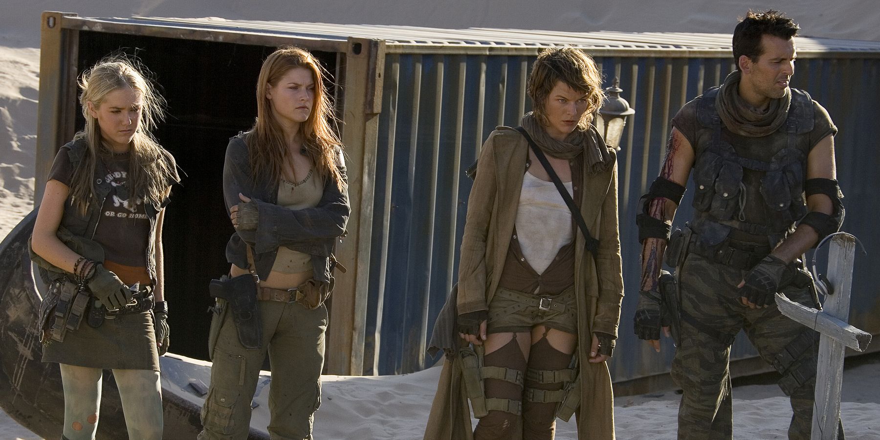 Resident Evil Extinction cast standing near graves