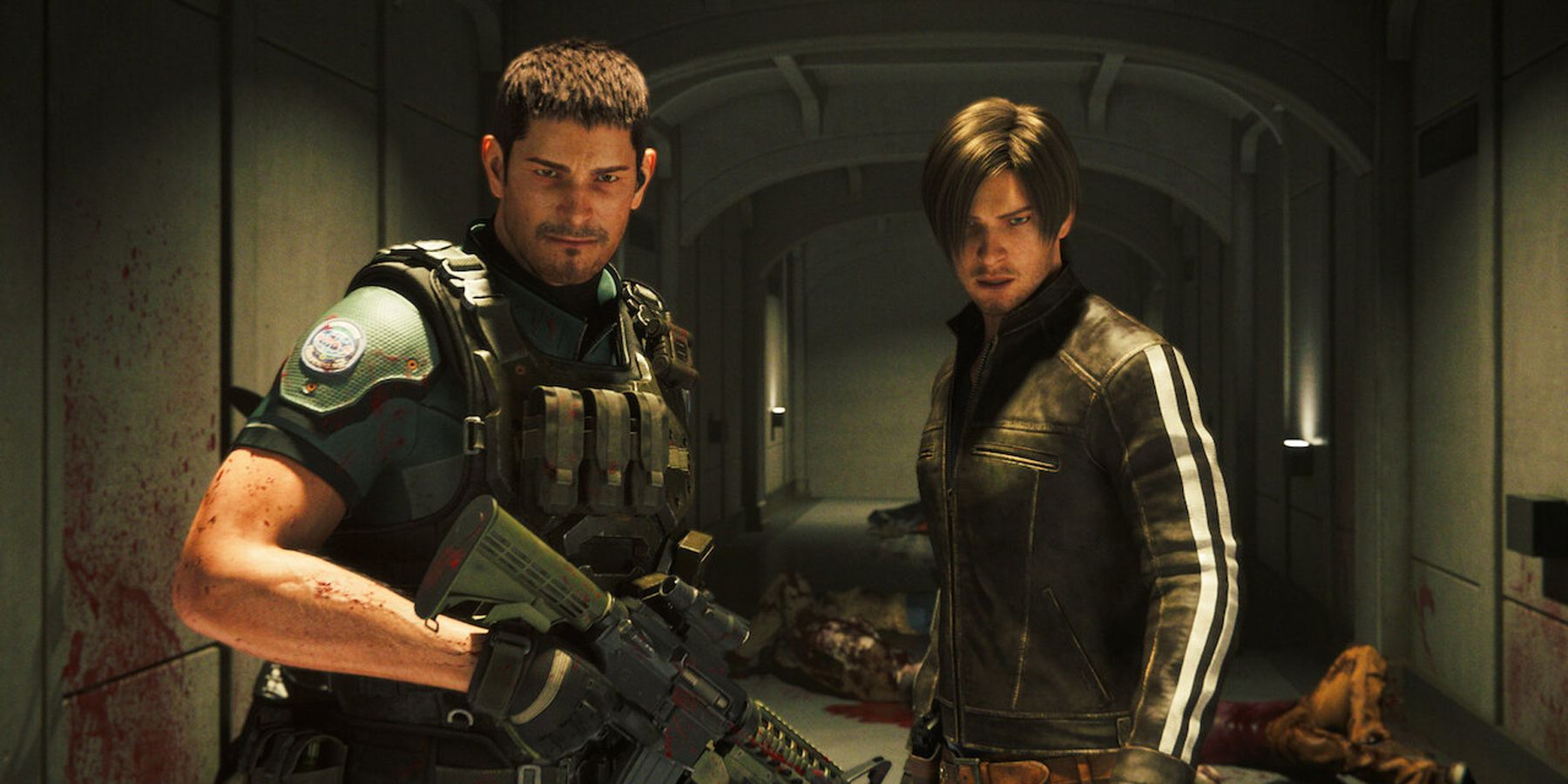 Resident Evil Vendetta Leon and Chris in Hallway