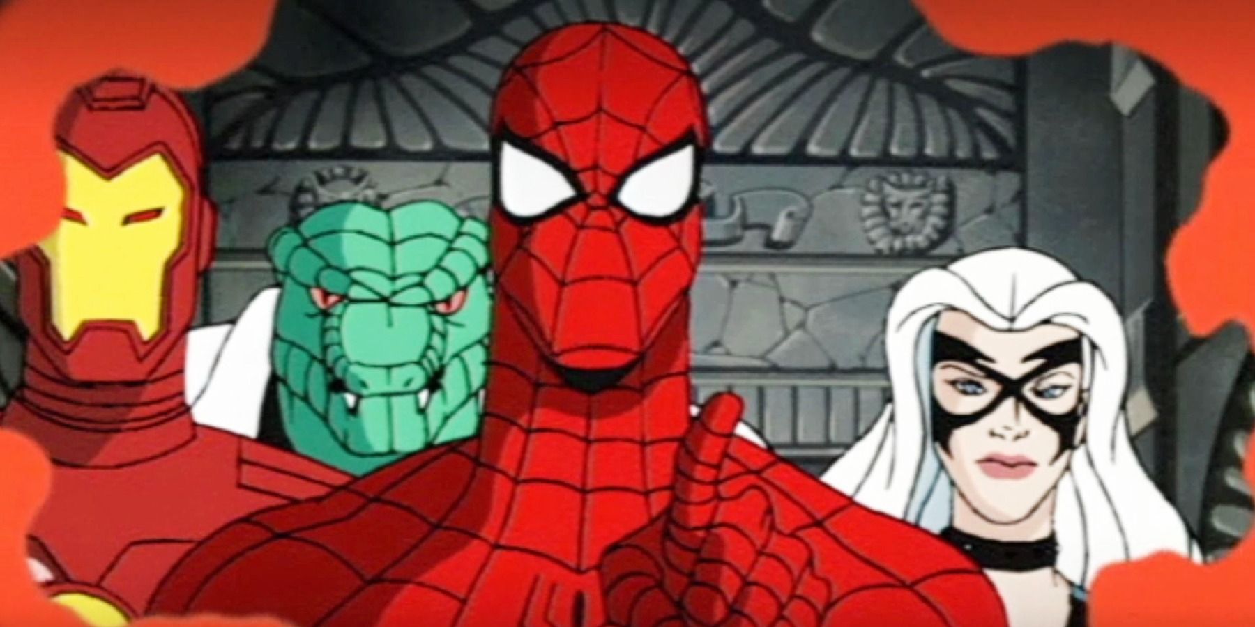 Spider-Man Black cat Iron Man and Lizard animated