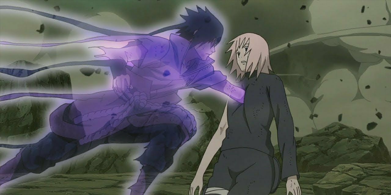 Sasuke uses genjutsu on Sakura