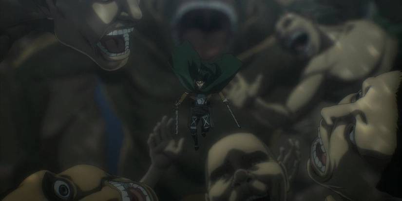 Levi Surrounded By Scout Titans 