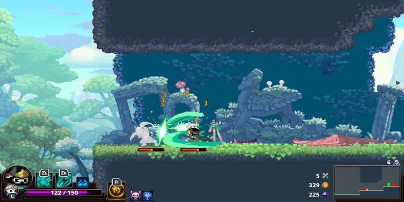 Fighting enemies in Skul: The Hero Slayer