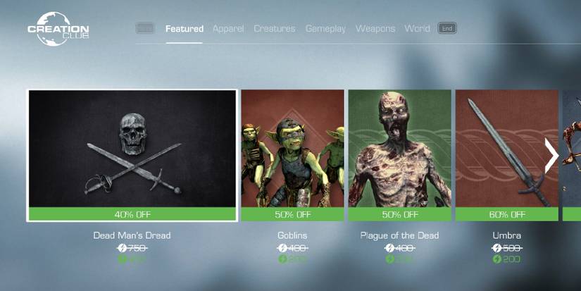 Skyrim Creation Club Storefront Page In Game