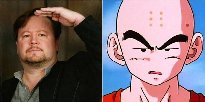Split Image Of Sonny Strait and Dragon Ball Z Krillin
