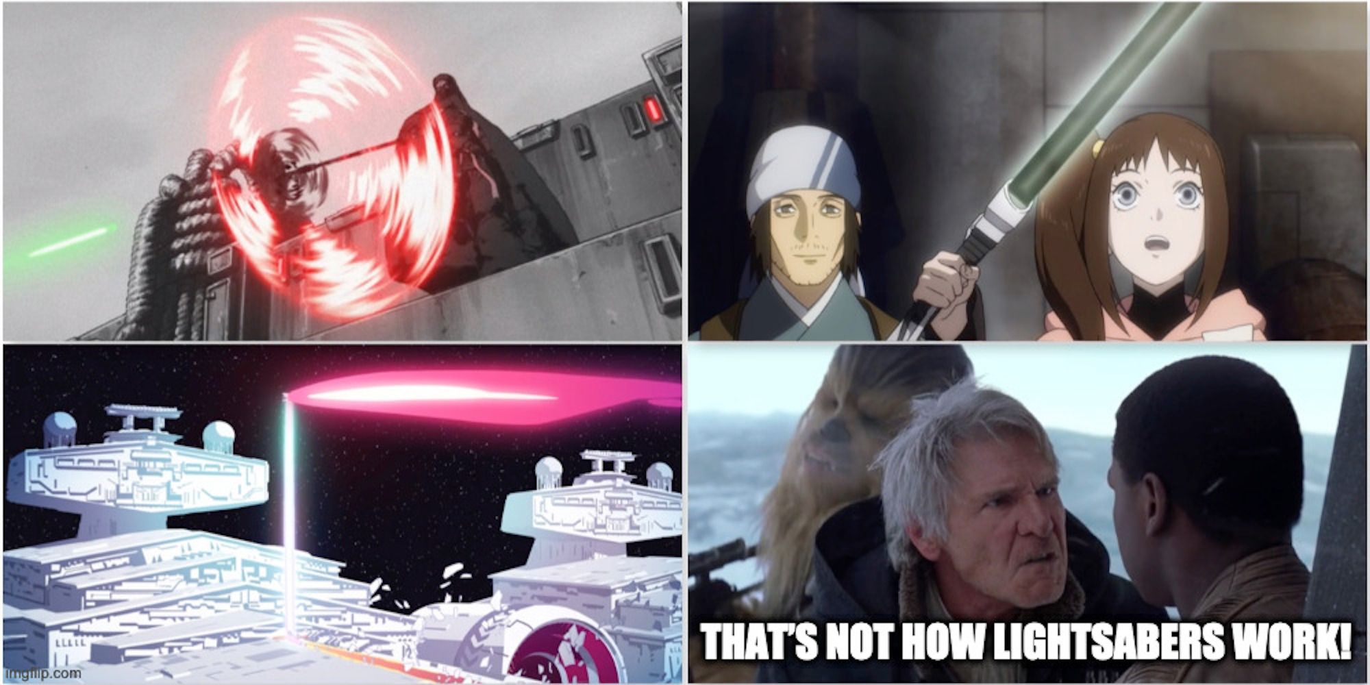 A meme about Star Wars: Visions involving lightsabers