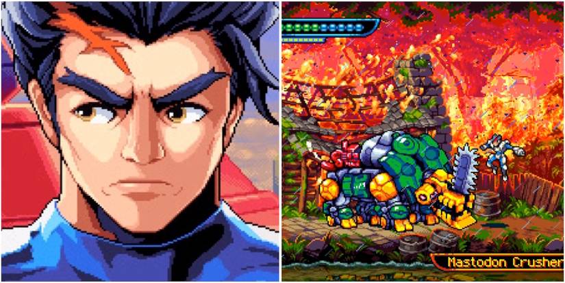 Taro and fighting a boss in Steel Assault