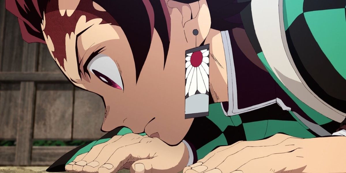 Tanjiro using his nose to smell in Demon Slayer