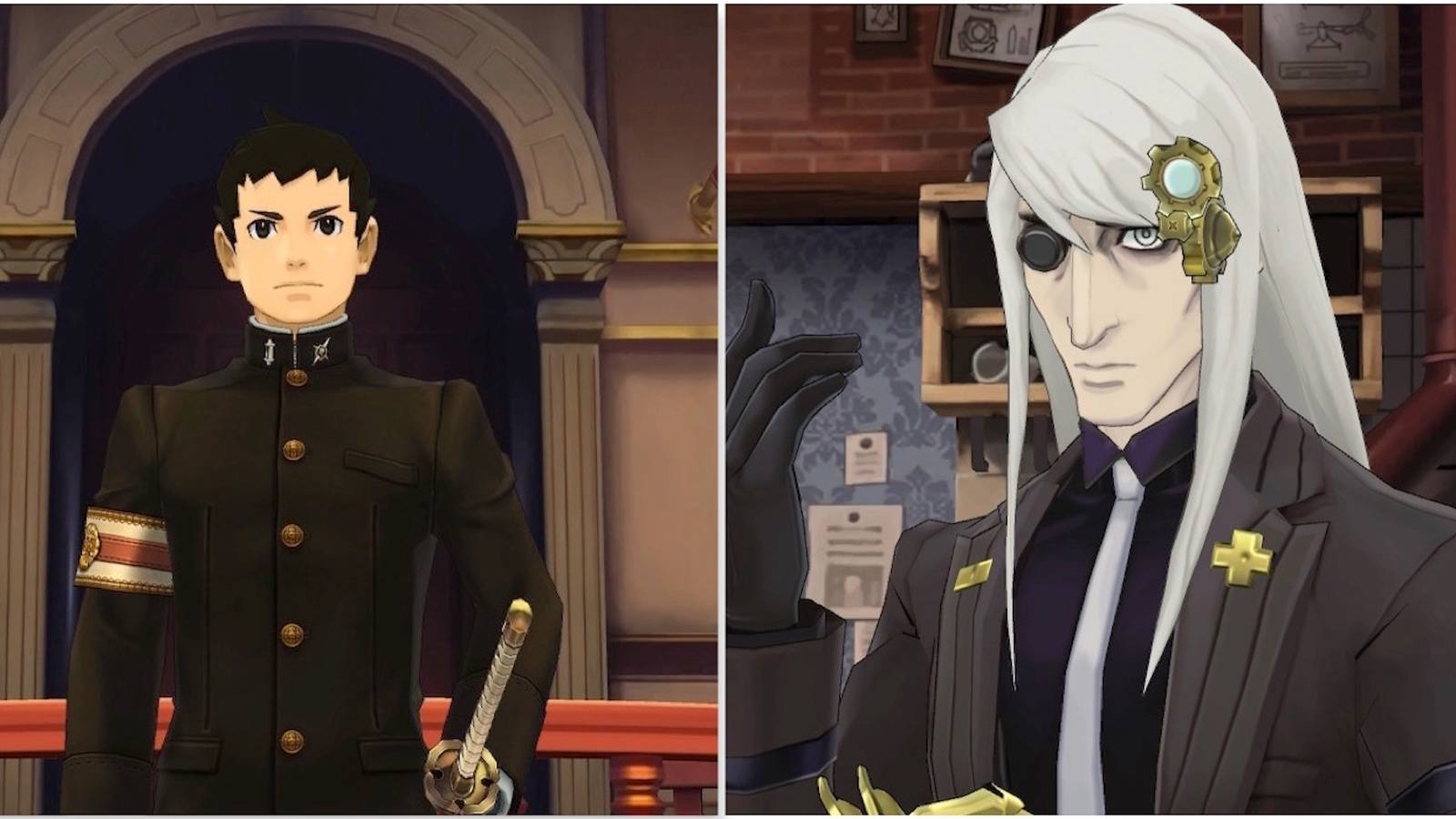 Ryunosuke and Drebber from The Great Ace Attorney Chronicles