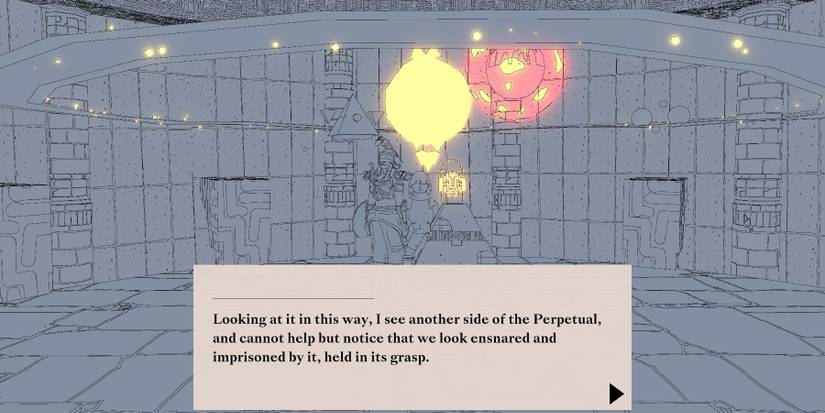A large projection of a solar system with a planet surrounded by a red and yellow sphere