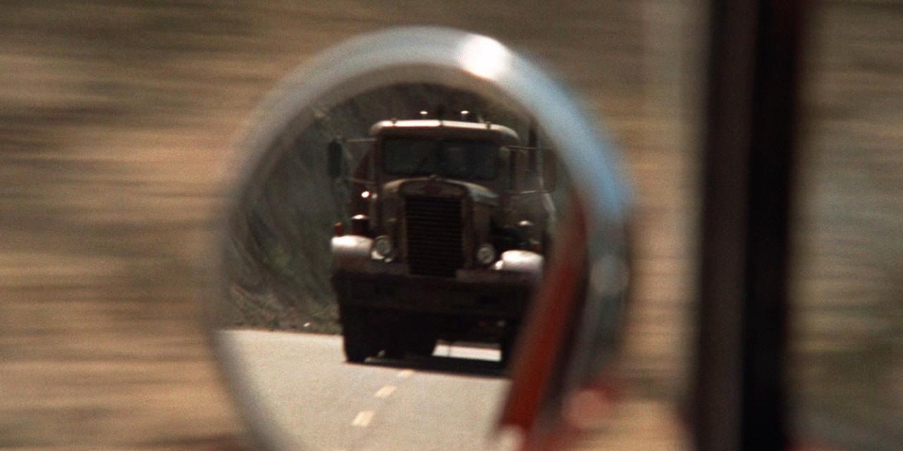 The truck in David's mirror in Duel