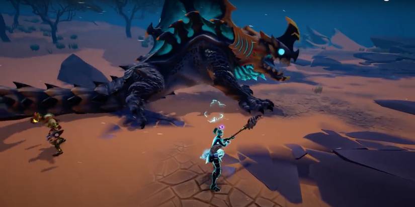 Player attacking Thunderdeep Drask with a War Pike in Dauntless