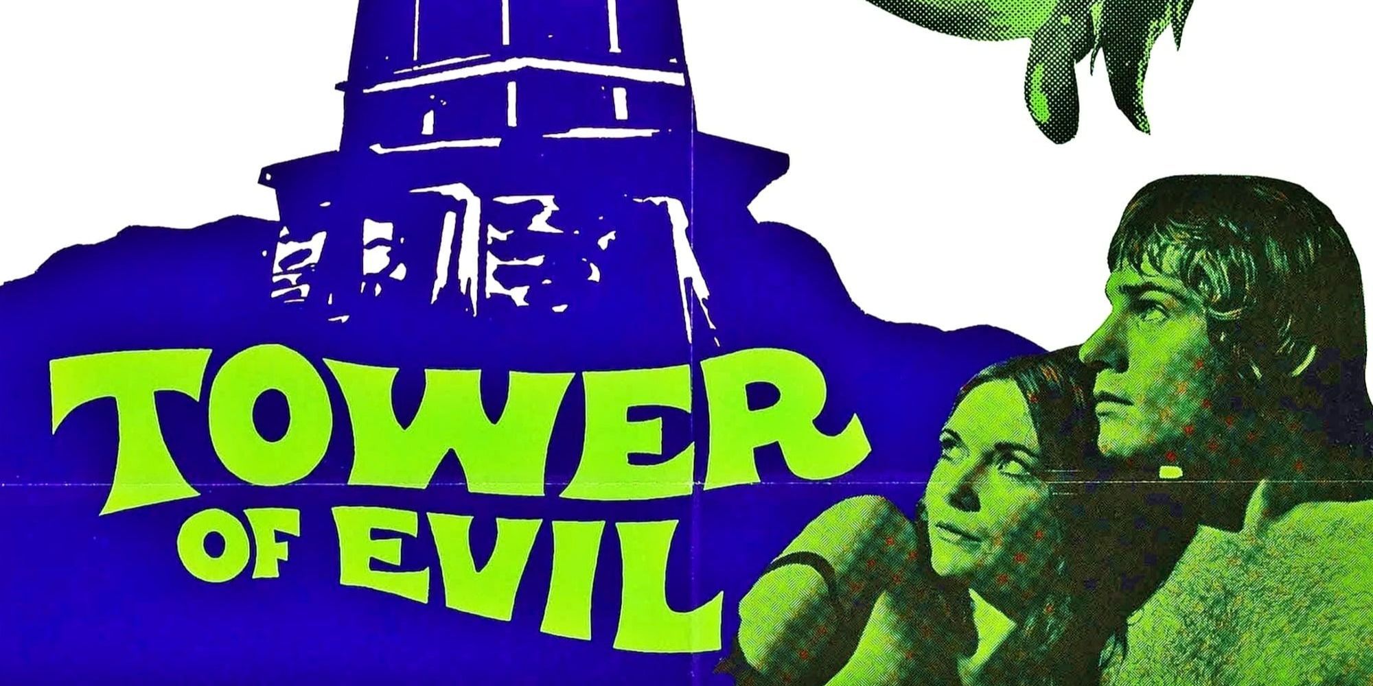 The theatrical poster for Tower of Evil featuring a man and woman