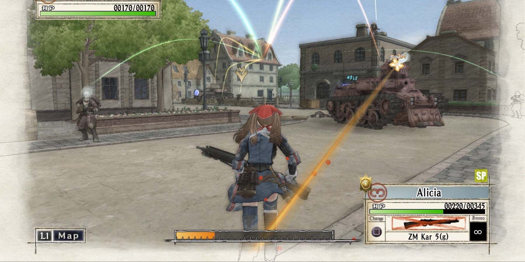 Valkyria Chronicles Remastered Alicia shot at by tank