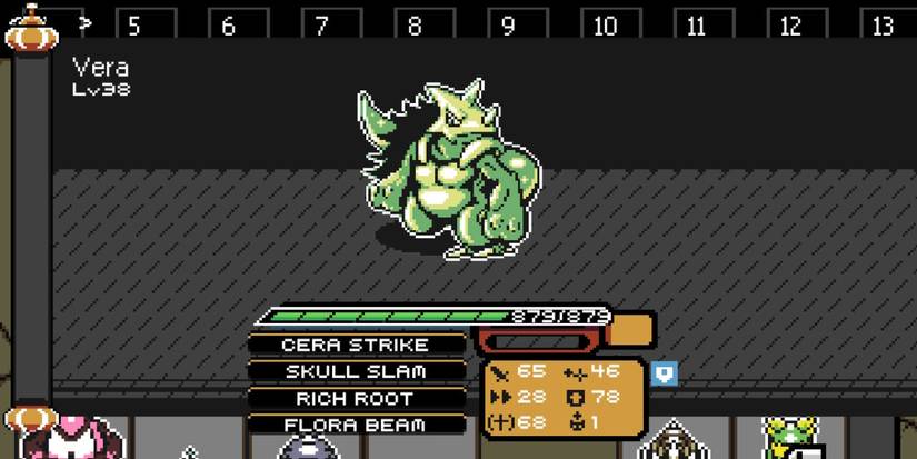 a bipedal, green triceratops with armor and long black hair down its back